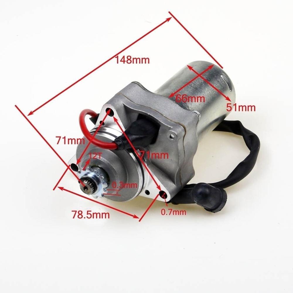 Elektrisk startmotor atv pit pro smuts fyrhjuling 2 50 50cc 70cc 90cc 110cc 125cc buggy go kart top mount 3 bultar