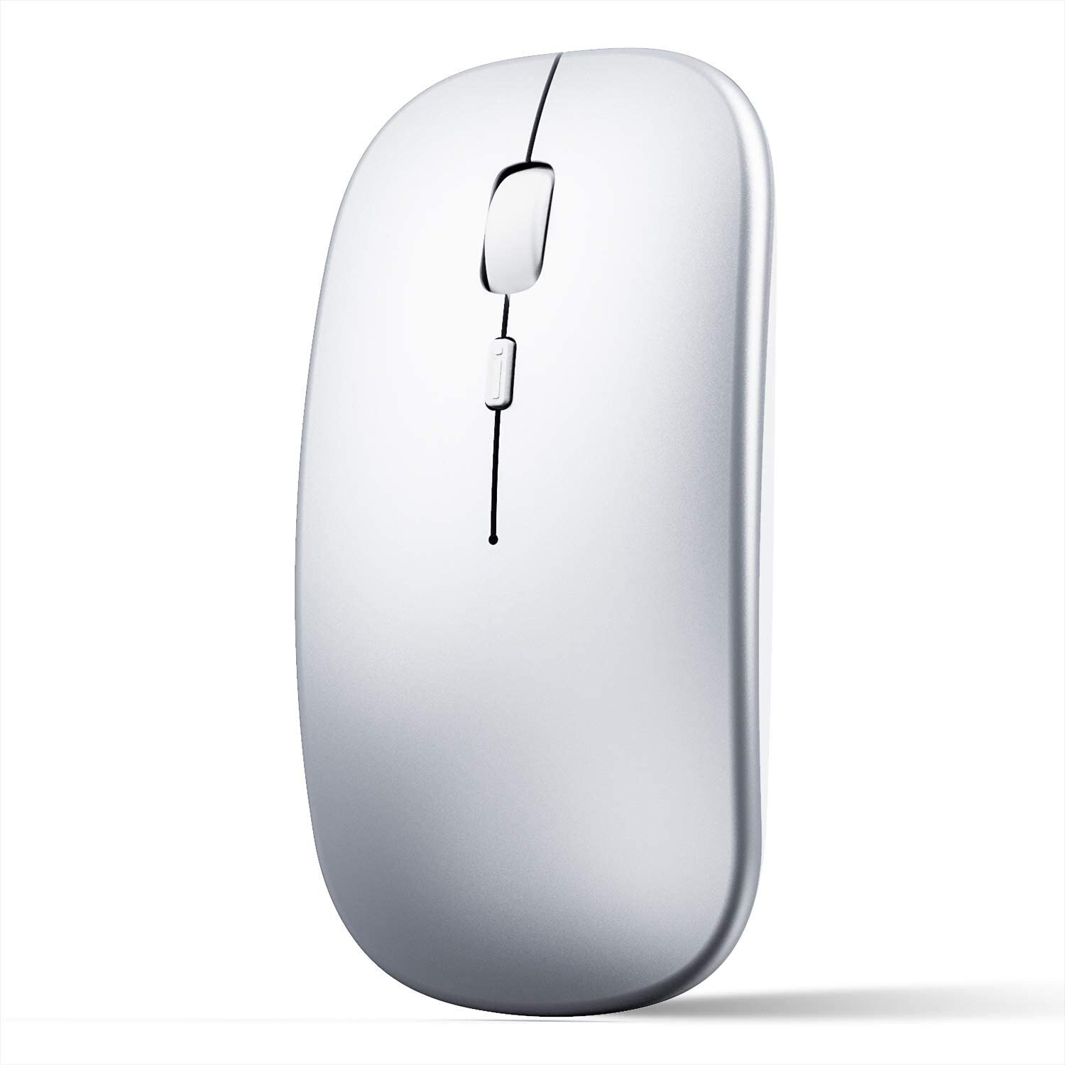 Bezprzewodowa ładowalna mysz do komputera Laptop, bezprzewodowa mysz Slim Mini Noiseless, myszy 2.4G do domu/biura: Srebrny