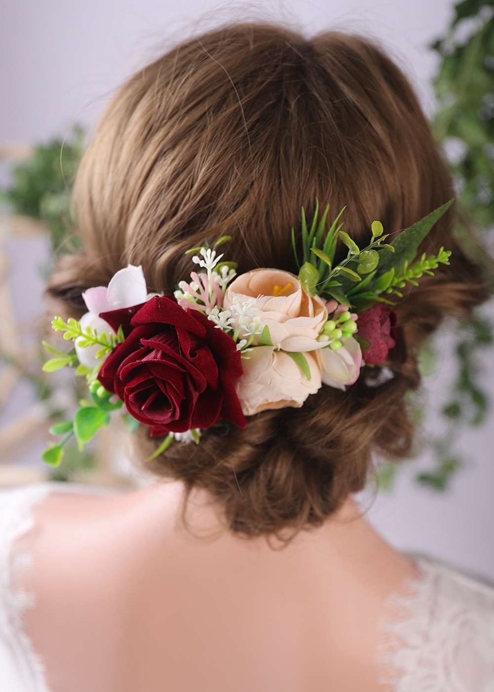 peine de flores para el pelo para mujer, rosa roja, accesorios para el cabello para novia, Glamour femenino, vid para el pelo clásica, horquillas para el pelo de para mujer