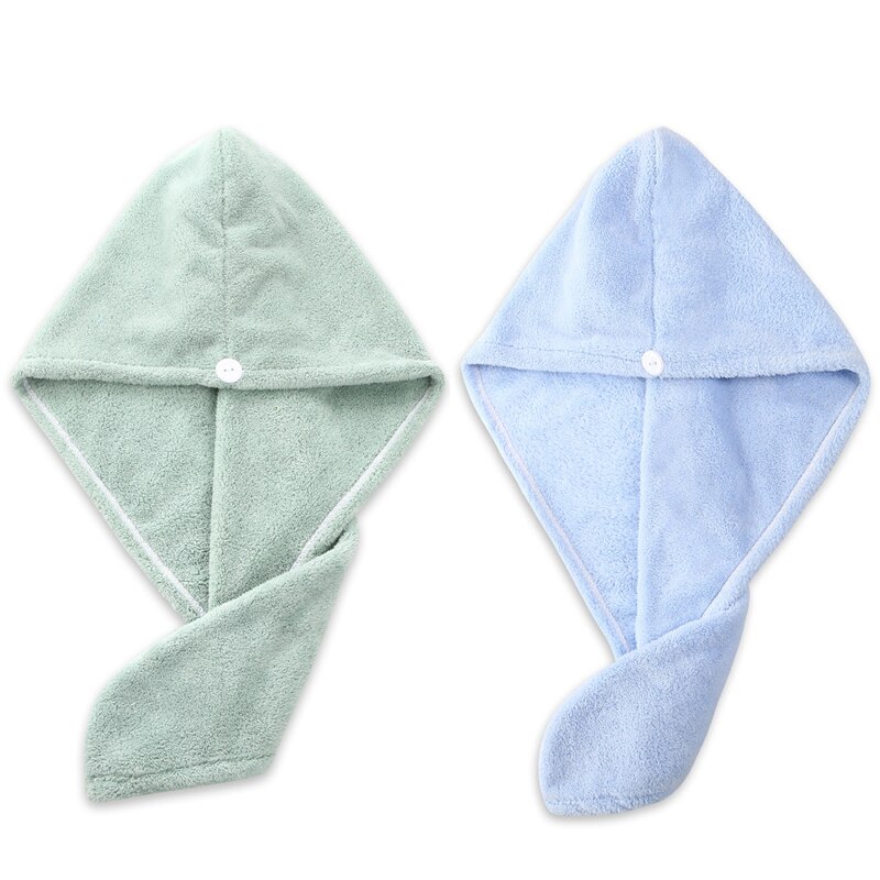 1/2pcs Microfibre Towel Cap After Shower Quick-drying hair Womens Girls Lady's Super Absorbent Towel Head Wrap Bathing Tools: green blue