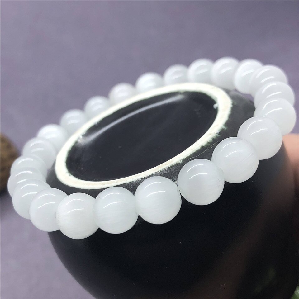 Witte kattenoog kralen armband voor vrouwen met 6-12mm hand ketting bedel