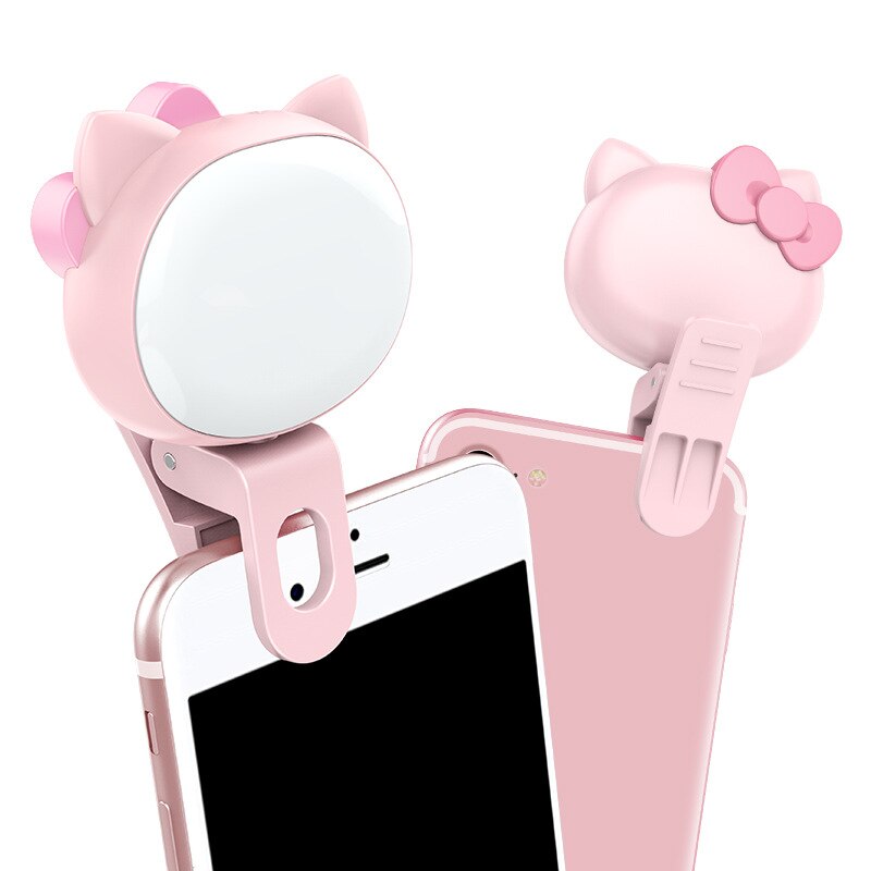 360 ° drehbares led-ringlicht für selfies mit kamera – ideal für live-selfies und als fotoclip.: Rosa