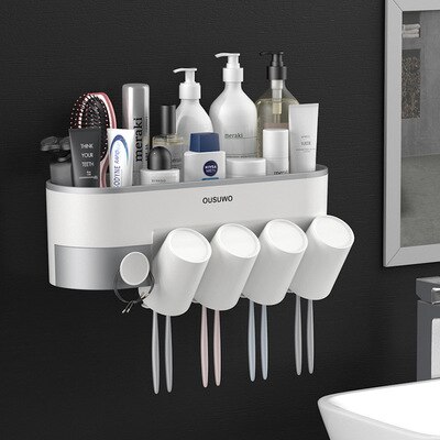 Bathroom Accessories Sets Magnetic Toothbrush Holder With Cup Toothpaste Dispenser Toiletries Storage Rack Toothpaste Squeezer: CF053-6