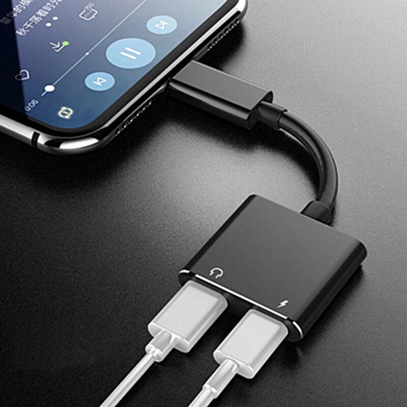2 In 1 Audio Charging Adapter For iPhone 12 11 Pro X Xs Max XR 7 8 Plus iPad Aux Jack for Double Lightning to Headphone Splitter