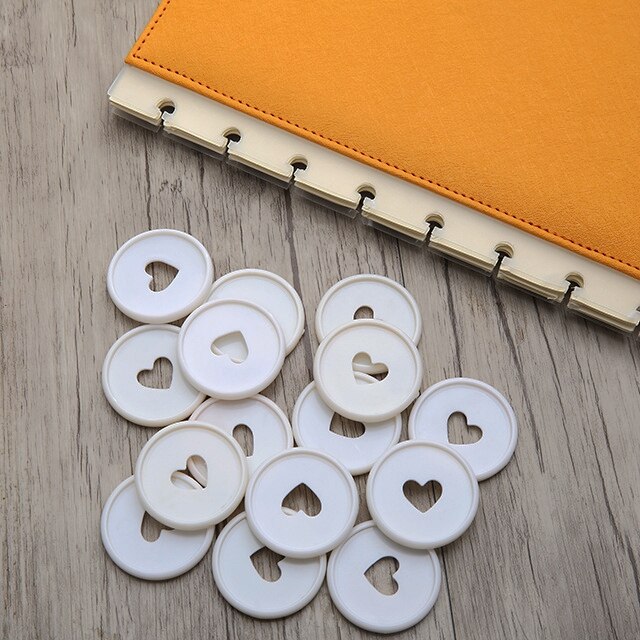 Serce luźny segregator pierścienie 30/50/100 szt. 24mm białe kostki robić notebooków Diy planista dysk segregatory robić scrapbookingu