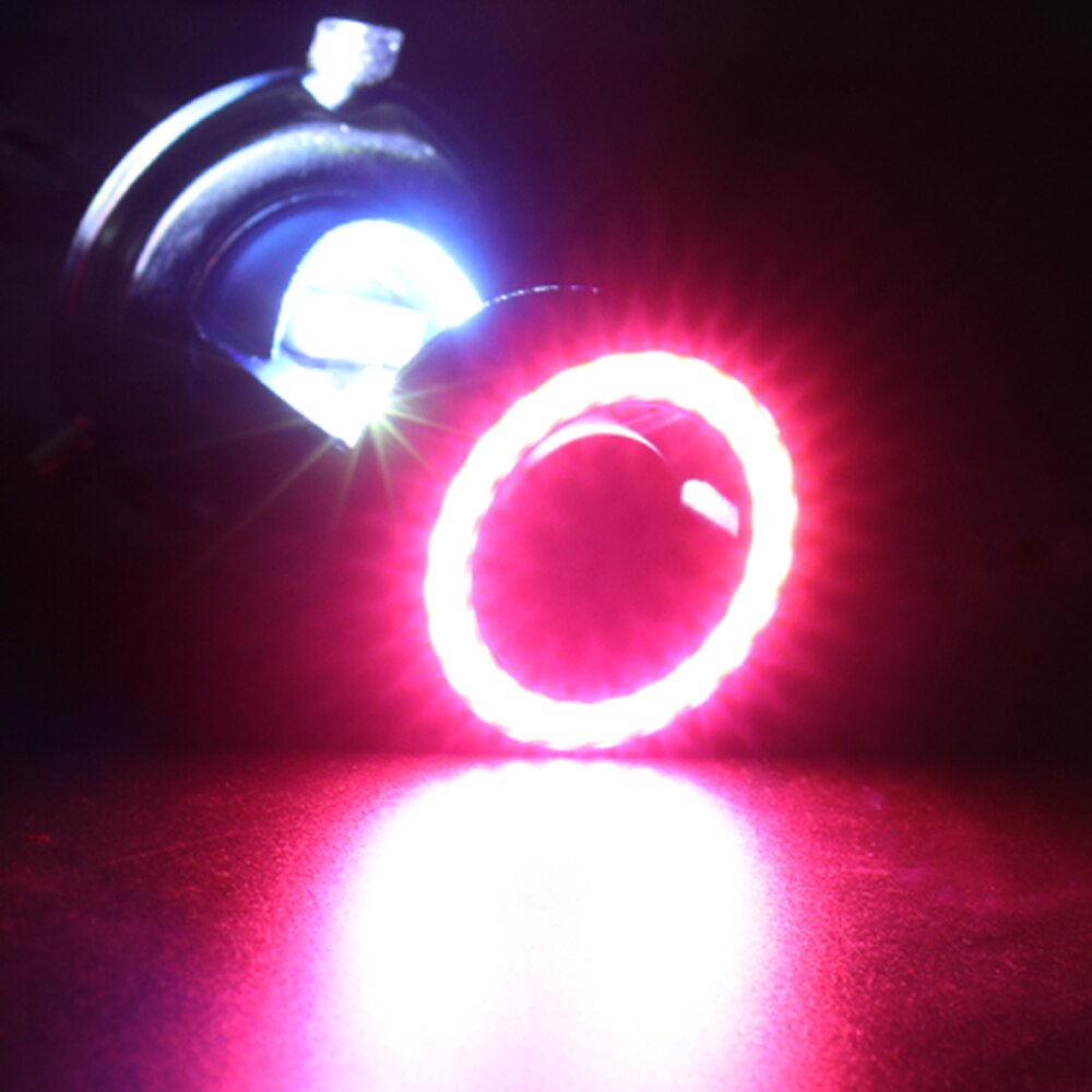 Phare avant de moto LED H4 BA20D, œil d&#39;ange bleu rouge, Scooter, ampoule antibrouillard, accessoires DRL 12V 24V: H4 / Red Angel eye