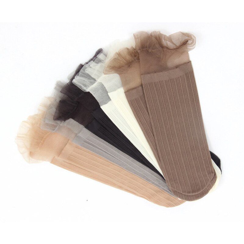 Harajuku-medias cortas de encaje Retro para mujer, medias cortas de princesa de algodón con volantes de Lolita, calcetines tobilleros sólidos suaves y cómodos para niñas