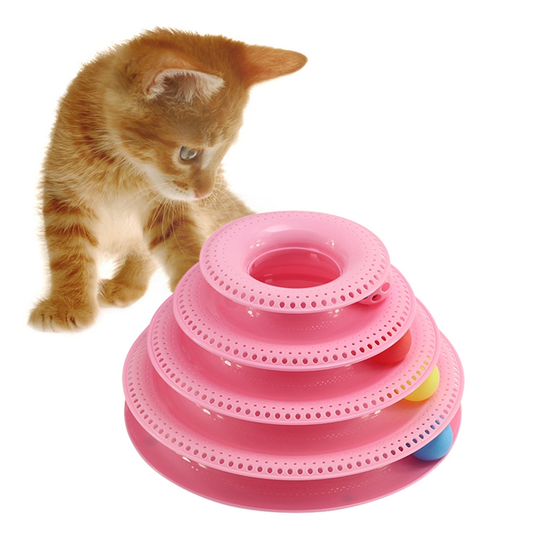 Three Four Levels pet cat toy Tower Tracks Disc cat Intelligence Amusement triple pay disc cat toys ball Training Amusement plat