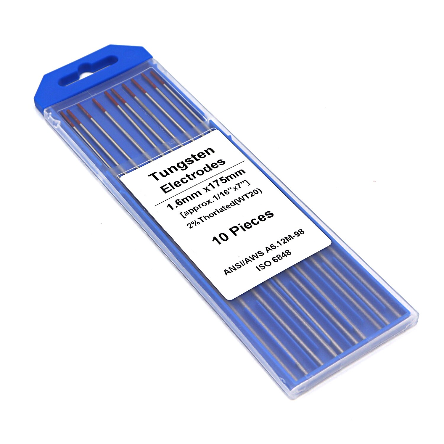 Soldadura TIG, electrodos de tungsteno 2% toriados (rojo, WT20), 10 paquetes, 2,4mm (3/32 &quot;)