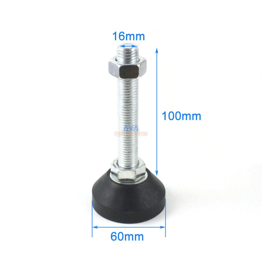 4 Piece Adjustable Lathe Leg Furniture Leveling Feet Pad 60mm Base M16 x 100mm
