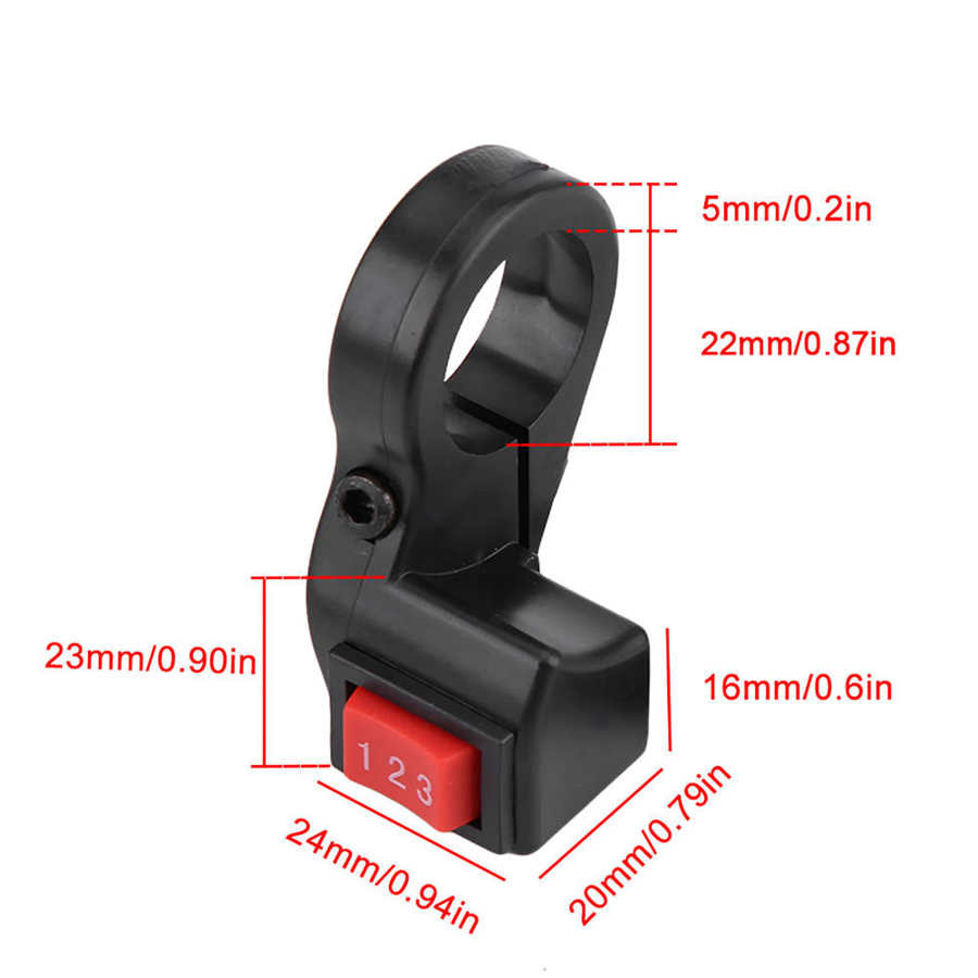Electric 3 Speed Module Switch E-bike Scooter Electric Bicycle Motorcycle 3 Gear Speed Switch Button Shift for 22mm Handlebar