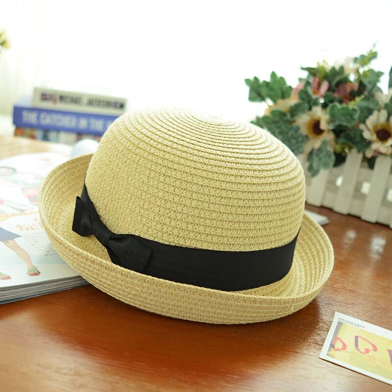 Summer Sun Hats Shopping Beach Caps Parenting UV Flat Cap Outdoor Sports Tourism Hat: Dome light yellow