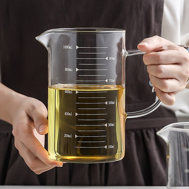 Hoge Borosilicaatglas Maatbeker Grote Clear Melk Cup Met Schaal Glas Maatbeker Voor Bakken Koken Keuken Accessoires