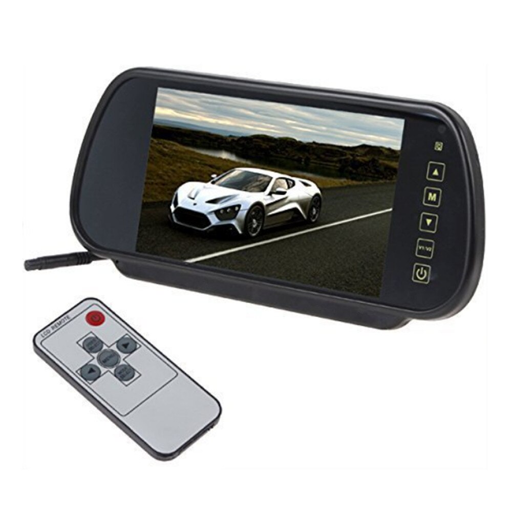 Auto Monitor 7 "TFT lcd-scherm achteruitkijkspiegel monitor parkeerhulp 2 av-ingang afstandsbediening, achteruitrijcamera optioneel