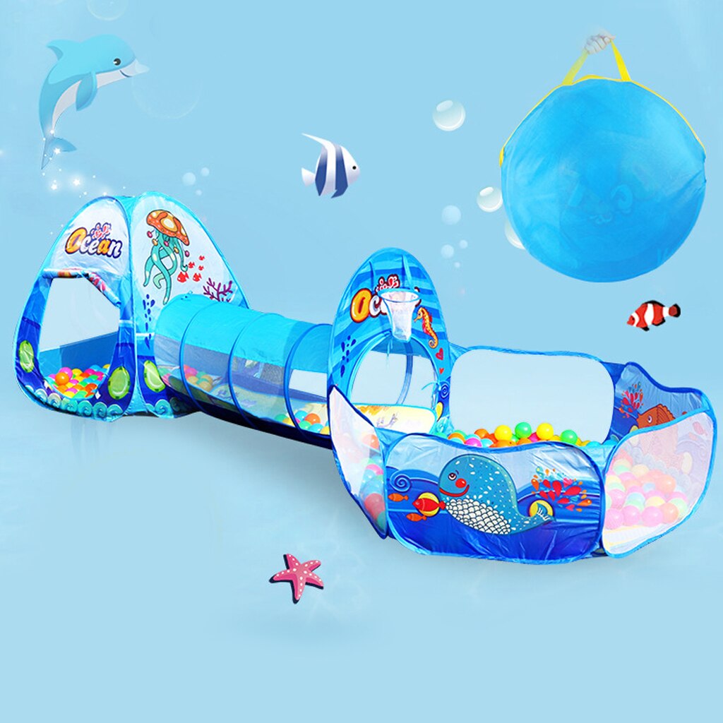 Ocean Ball Pool Tunnel Indoor Home Play House Baby Toy House Children Tent Blue