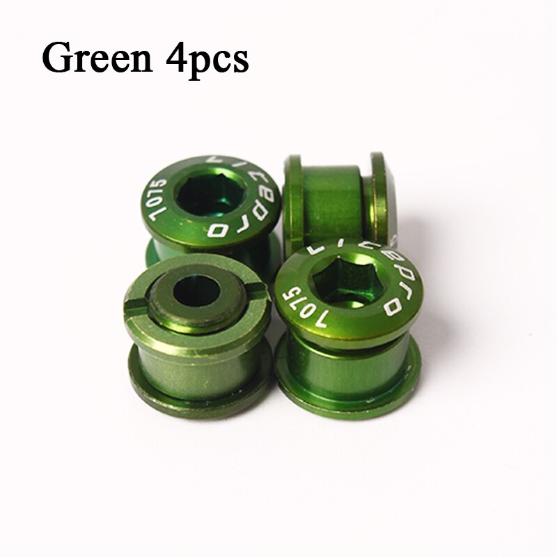 Litepro 4/5Pcs Mtb Kettingblad Bouten Aluminium Single Speed Disc Super Licht Kettingwiel Schroeven Voor Road Mountain fiets Crank: 4PCS-Green-6.5mm