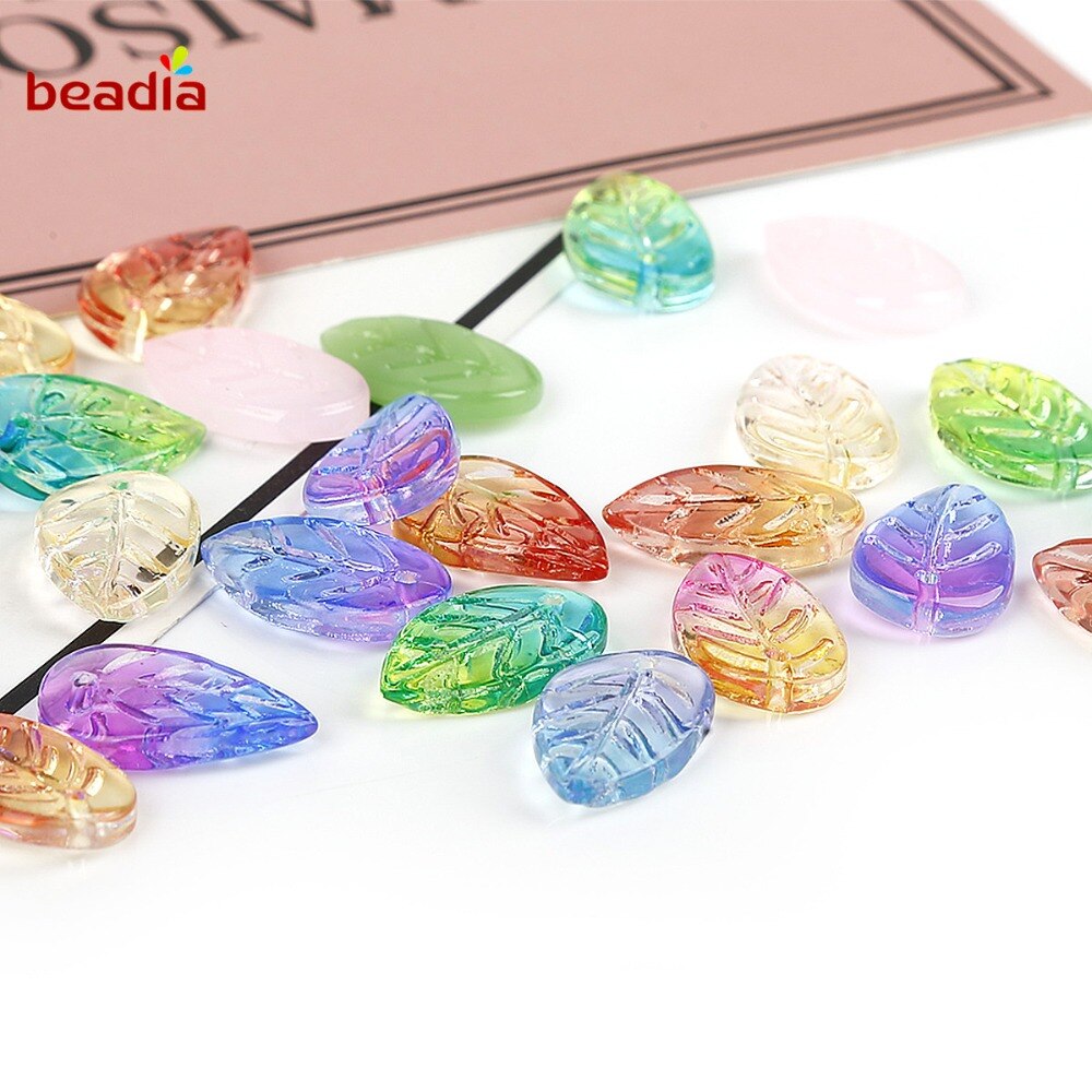 18x11mm Czech Glass Leaf Beads Jewelry Making Supply Czech Leaf Beads DIY Earring Finding Clothing Supplies 20pcs/bag