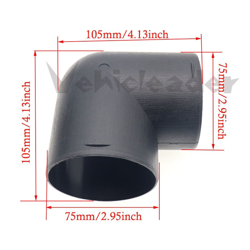 42/75/90mm Air Vent Ducting Pipe 90°Elbow Pipe Outlet Exhaust Connectors Joiner For Eberspaecher Webasto Diesel Parking Heater: 75mm