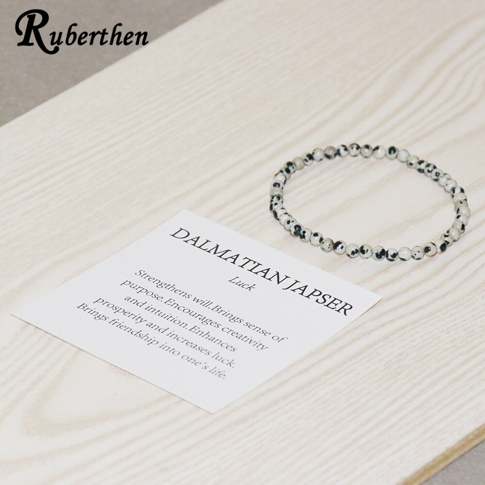 Ruberthen natuurlijke dalmatische stenen armband 4 mm natuurstenen yoga armband mini edelsteen armband