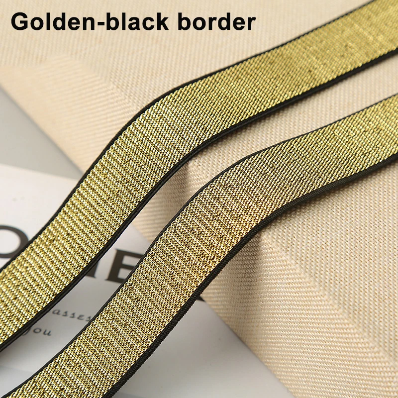 5Yards Glitter Elastische Spandex Band Goud Zilver Elastische Lint Bra Strap Lingerie Jurk Diy Naaien Trim Craft Tailleband Elastische: Golden-black border / 30MM