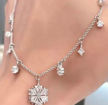 Della signora fantasia Fiocco di Neve Collana Donna Tipo di Catena su Clavicola Accessori Di Cristallo di Modo Romantico Monili Della Sposa del Regalo