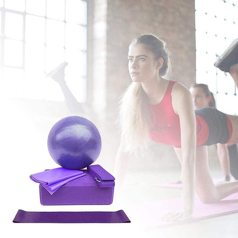 5PCS Yoga Equipment Set Include Yoga Ball Yoga Blocks Stretching Strap Band