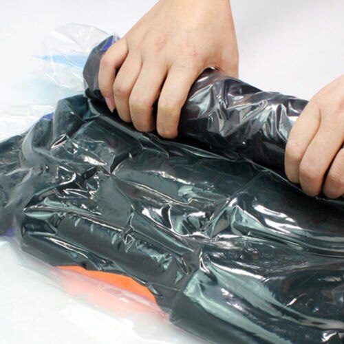 Bolsa de plástico comprimido al vacío con sello de rollo de 4 tamaños, bolsa de almacenamiento para exteriores para ropa, armario ropero duradero para ahorrar espacio