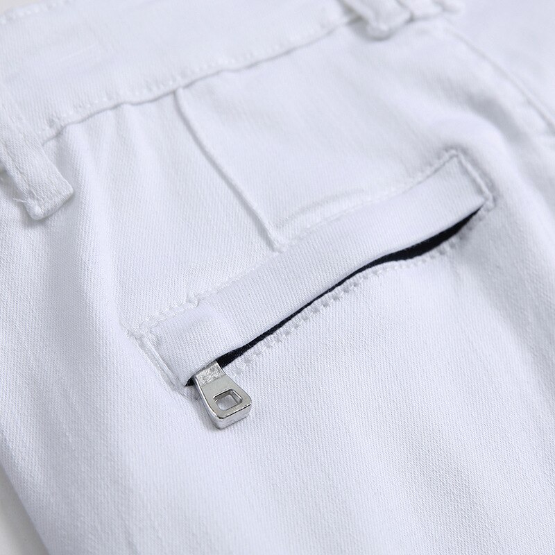 Herr vita jeansshorts flerfack cargo korta byxor man casual slim streetwear enfärgade biker jeans shorts