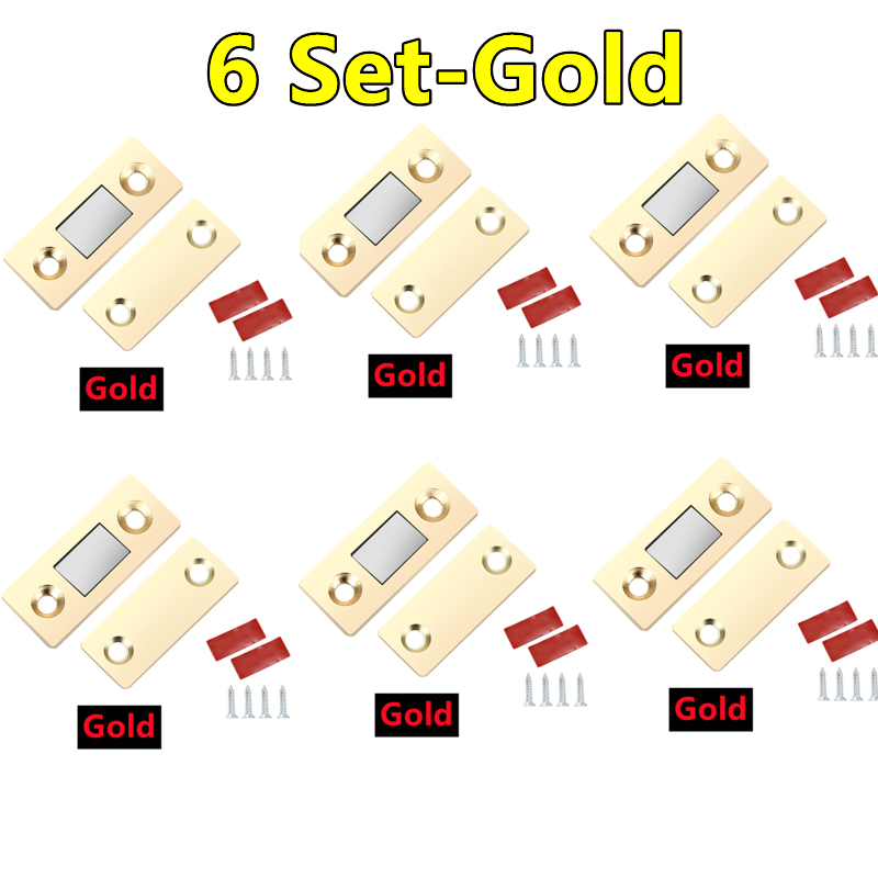 6-1Set Strong Magnetic Cabinet Catches Ultra-Thin Door Magnets Stops Invisible Adhesive Drawer Magnet Catch for Kitchen Closer: Yellow