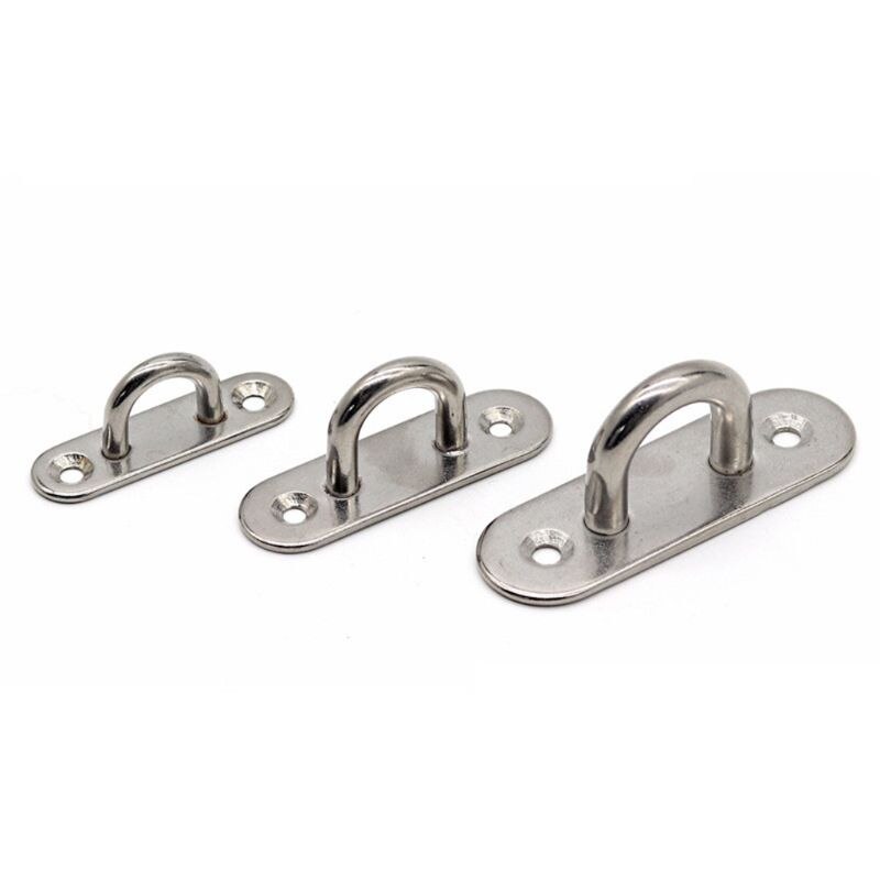 2pcs 304 Stainless Steel Oval Pad Eye Plate Marine Hardware U-shaped Hook Loop