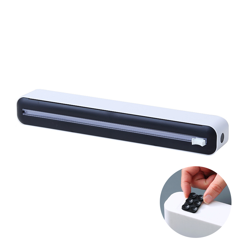 Dispensador magnético de Film para alimentos, caja de almacenamiento con cortador, papel de aluminio, cortador de Film elástico, accesorios de cocina, novedad: Gris oscuro