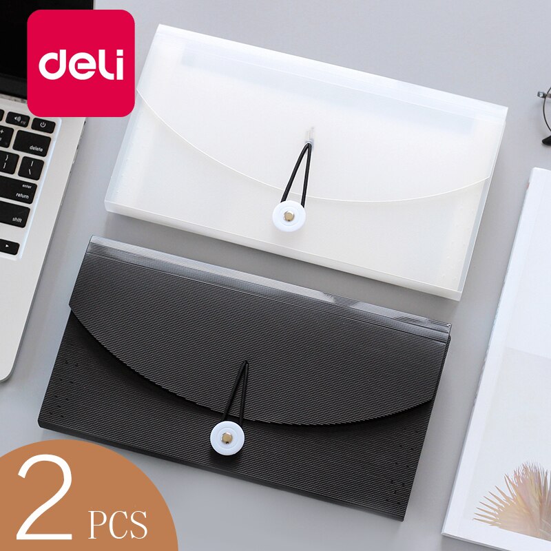Deli 2PCS File Folder Organ Bag A5 Organizer box Paper Holder Document Folder Multi-function Storage Finishing Office Supplies