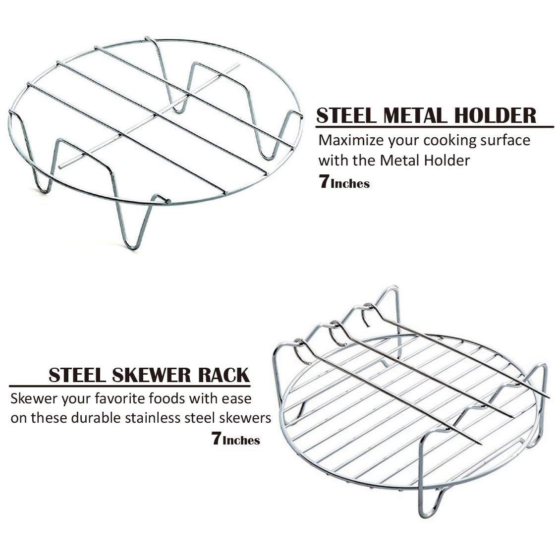 Air Fryer Accessories for Gowise Phillips Cozyna and Secura, Set of 7, Fit all Airfryer 3.7QT - 4.2QT - 5.3QT - 5.8QT