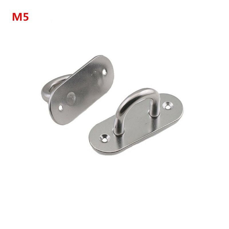 2pcs 304 Stainless Steel Oval Pad Eye Plate Marine Hardware U-shaped Hook Loop: M5
