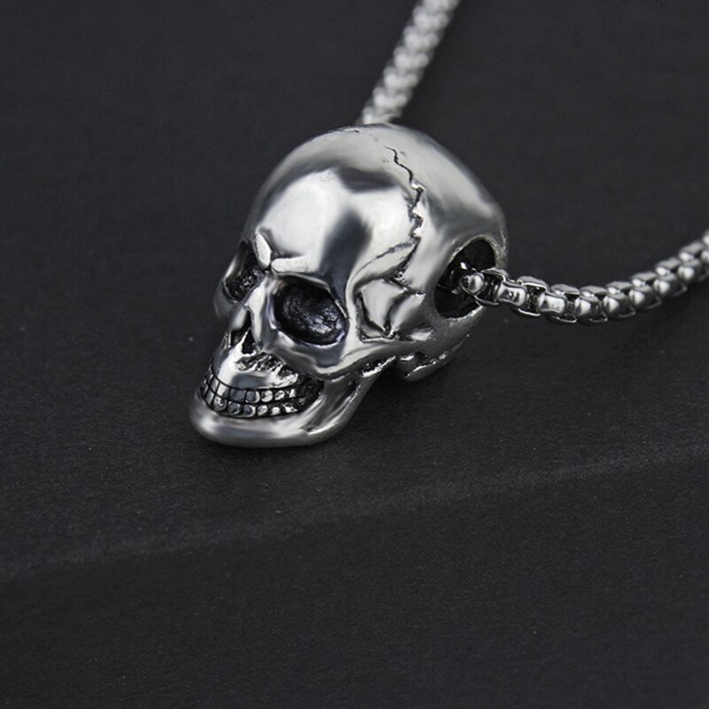 Punk Trendy Schedel Mannen Ketting Rvs Lange Ketting Kettingen Voor Mannen Jongens Hip Hop Halloween Sieraden Vriendje