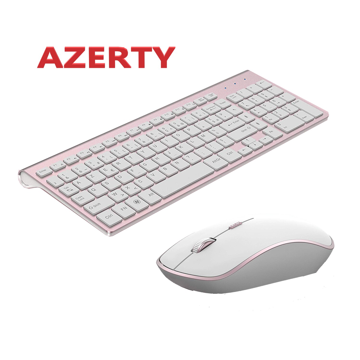 Wireless Keyboard and Mouse Suite USA / FR (AZERTY) pink Keyboard is Suitable For Mac Windows UNIX System USB Plug And Play: FR