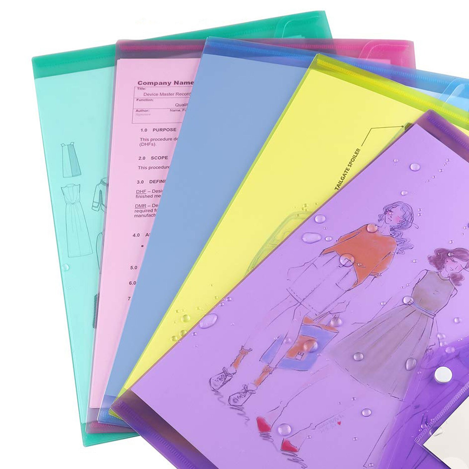 5 stk  a4 dokument papirmappe mesh dokumenter opbevaringsposer organizer med knap til hjemmekontorfunktionærer skoleelever