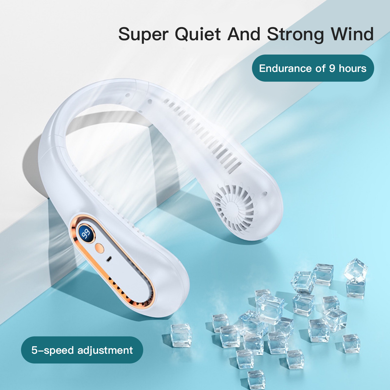 3000mAh ventilateur de cou suspendu Portable sans lame Mini USB Rechargeable muet LED affichage numérique ventilateur électrique refroidisseur d'air d'été ﻿