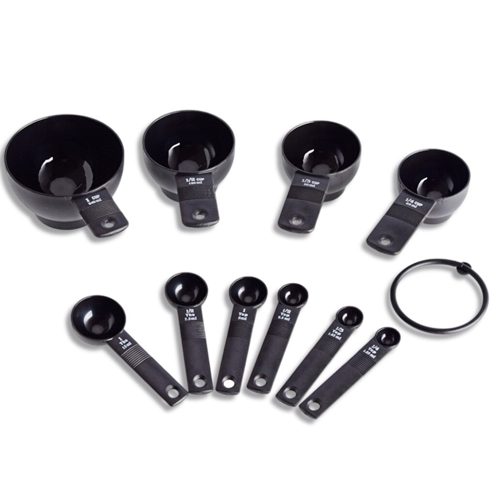 Kitchen 10 Pcs Dual Scale Baking Measure Spoons Kit Measuring Cups Set Stackable Plastic Chef DIY Cooking Tools