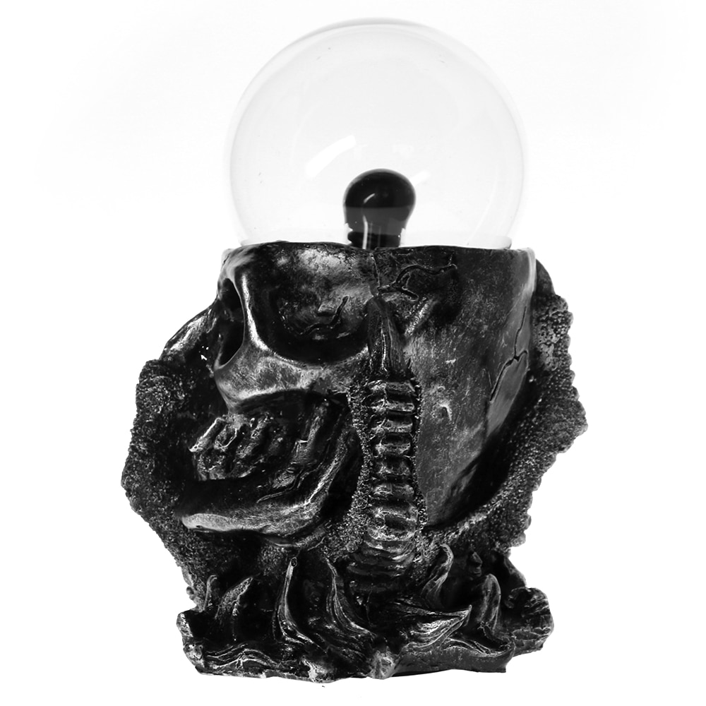 Black Skull Hand Tesla Glass Plasma Ball Resin Lighting Lamp Party magical Party Magical Ball Electrostatic Falshing Ball