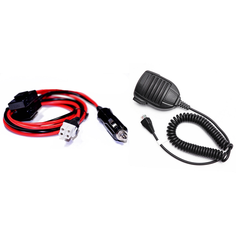 2 Pcs Accessories: 1 Pcs Car Cigarette Radio Power Cable for Yaesu FT-450 991 Kenwood TS-480 ICOM IC-7000 & 1 Pcs 8 Pin Speaker