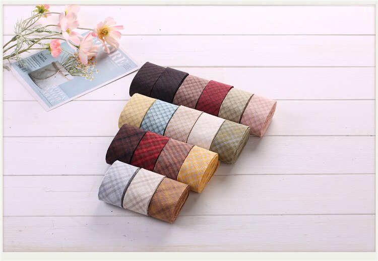 Ruban de bandes de reliure de biais de coton teint par fil de grille de 4 cm, accessoires de couture de coupe faits main de tissu de coton de Patchwork 5 M