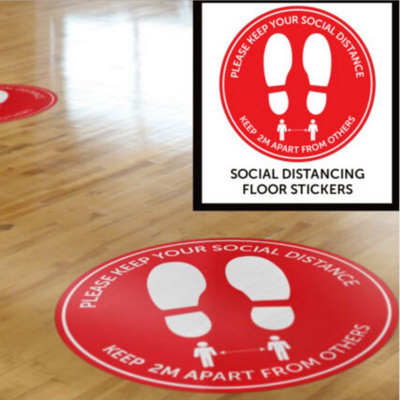 5Pcs/Set Anti-slip Self Adhesive Social Distancing Floor Decals Ground Health Safety Sign Waterproof Sticker