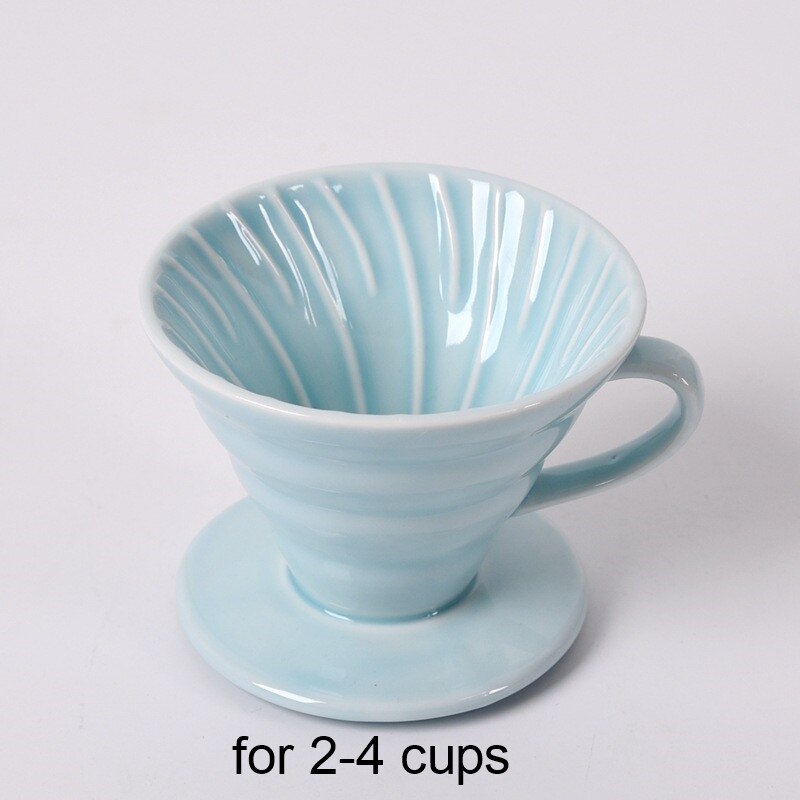 Keramische Koffie Druppelaar Motor V60 Stijl Koffie Drip Filter Cup Permanente Giet Over Koffiezetapparaat Brewer met Aparte Stand Cafe: Blue M