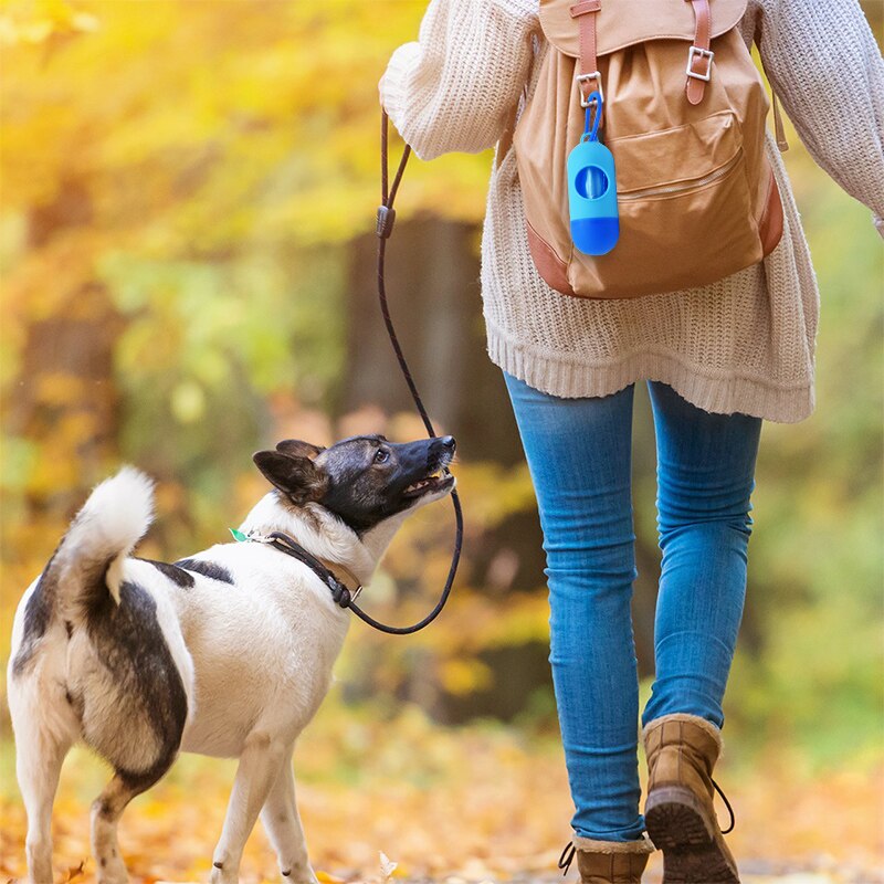 Dispensador de Bolsa para popó de policarbonato para perros y gatos, juego práctico de basura, suministros de limpieza, 1 unidad, 30 Bolsa para popó
