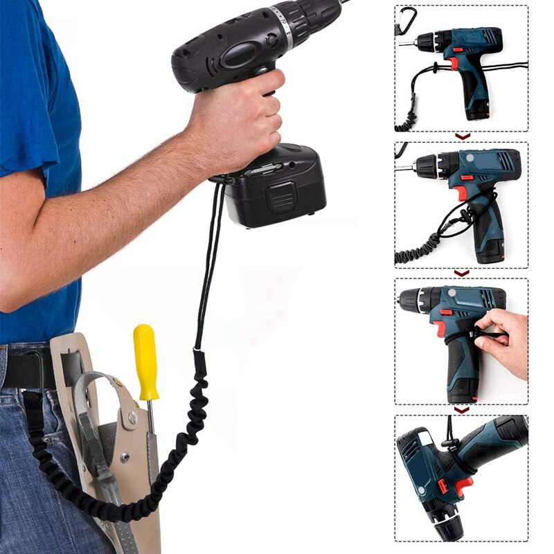 Tool Lanyard, Outdoor Tool Rope, High-Altitude Fall Prevention Safety Rope, Retractable Elastic Tool Rope 3 Pieces,Black