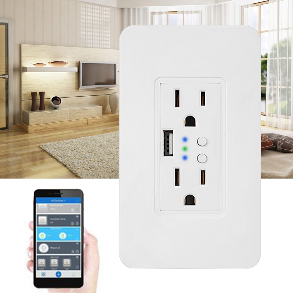 US Plug Smart Socket Home Divided Control Voice Wall Outlet WIFI Smart Socket Countdown 16A