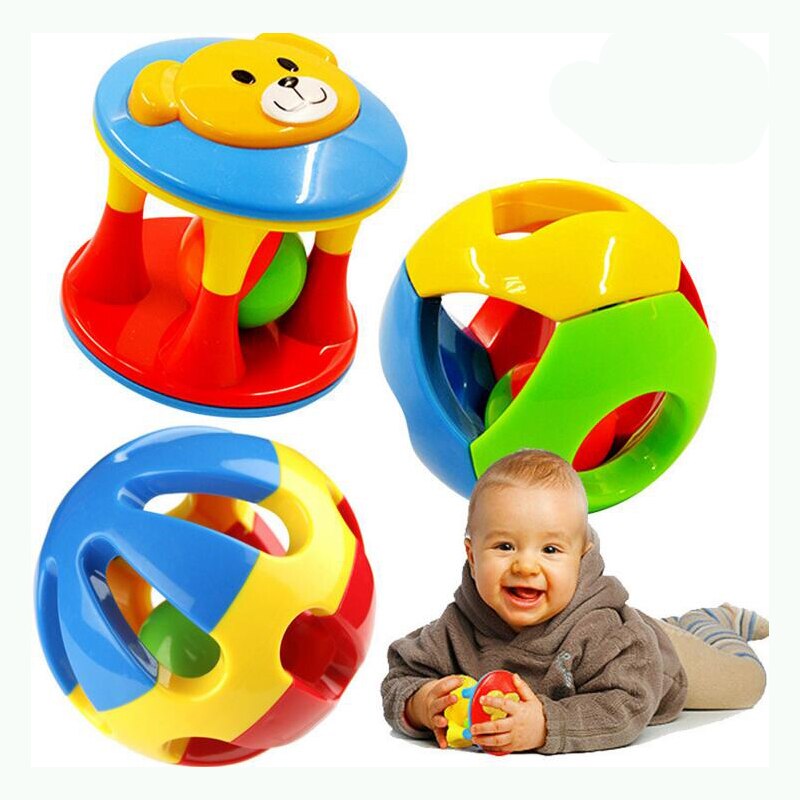 2 PCS/Set Lovely Baby Rattles Plastic Toys Hand Shake Bell Ring Educational WJ264