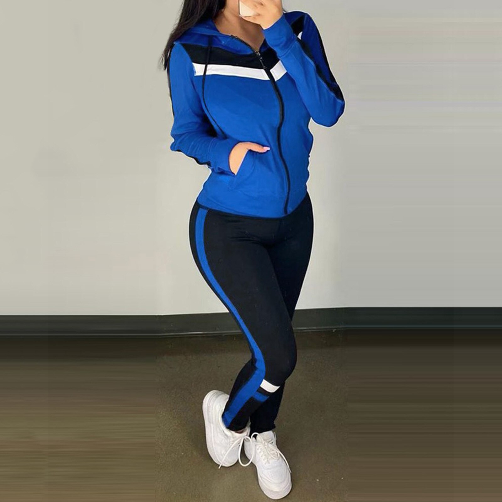 2020 nuovo Sport Set WomenSpliced Con Cappuccio Della Maglia Per Il Tempo Libero Vestito di Sport 3-pieceSuits Vestiti Delle Donne спортивные костюмы женс