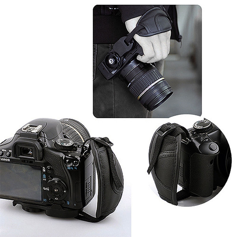 Black Leather Soft Camera Wrist Belt for Canon Nikon Sony Olympus